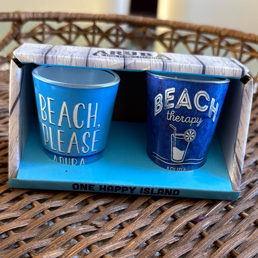 Beach Please Aruba Blue Shot Glass Set